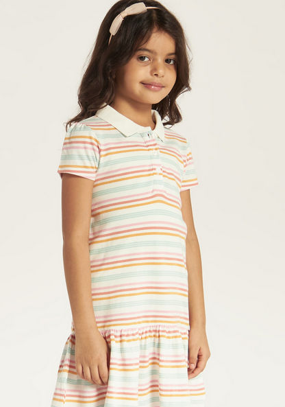 Juniors Striped Polo Dress with Short Sleeves