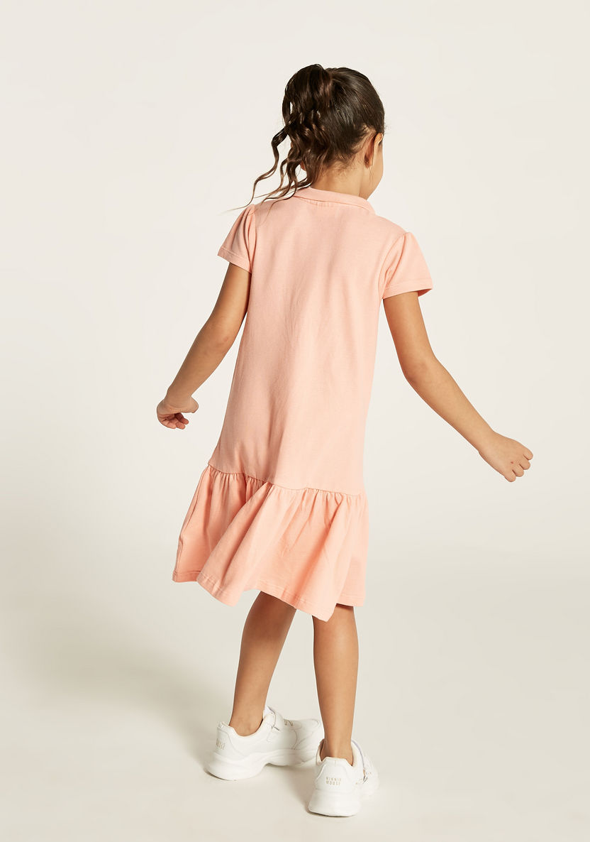 Juniors Solid Drop Waist Dress with Short Sleeves-Dresses, Gowns & Frocks-image-3