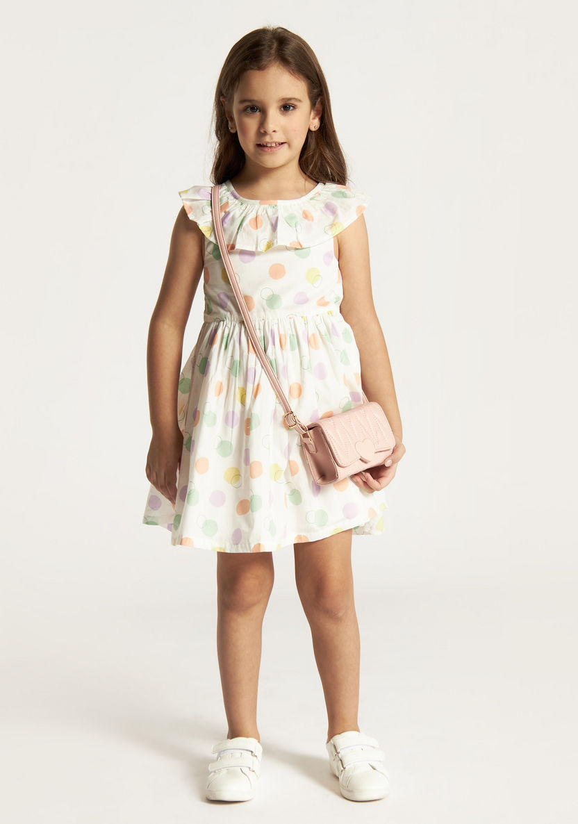 Juniors Polka Dots Print Sleeveless A-line Dress with Ruffle Detail-Dresses%2C Gowns and Frocks-image-1