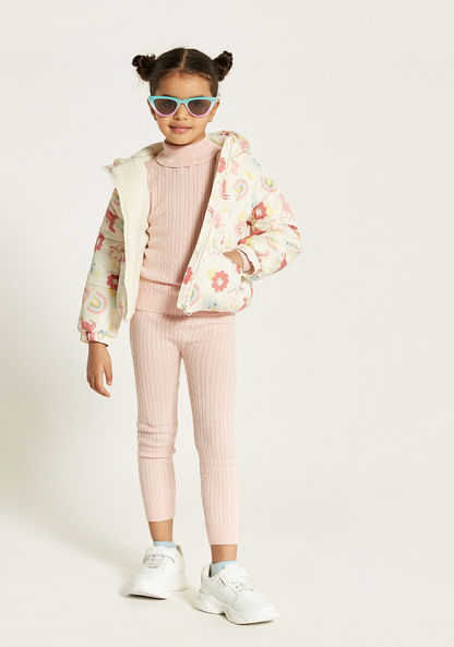 Juniors All Over Print Heavy Jacket with Hood and Long Sleeves