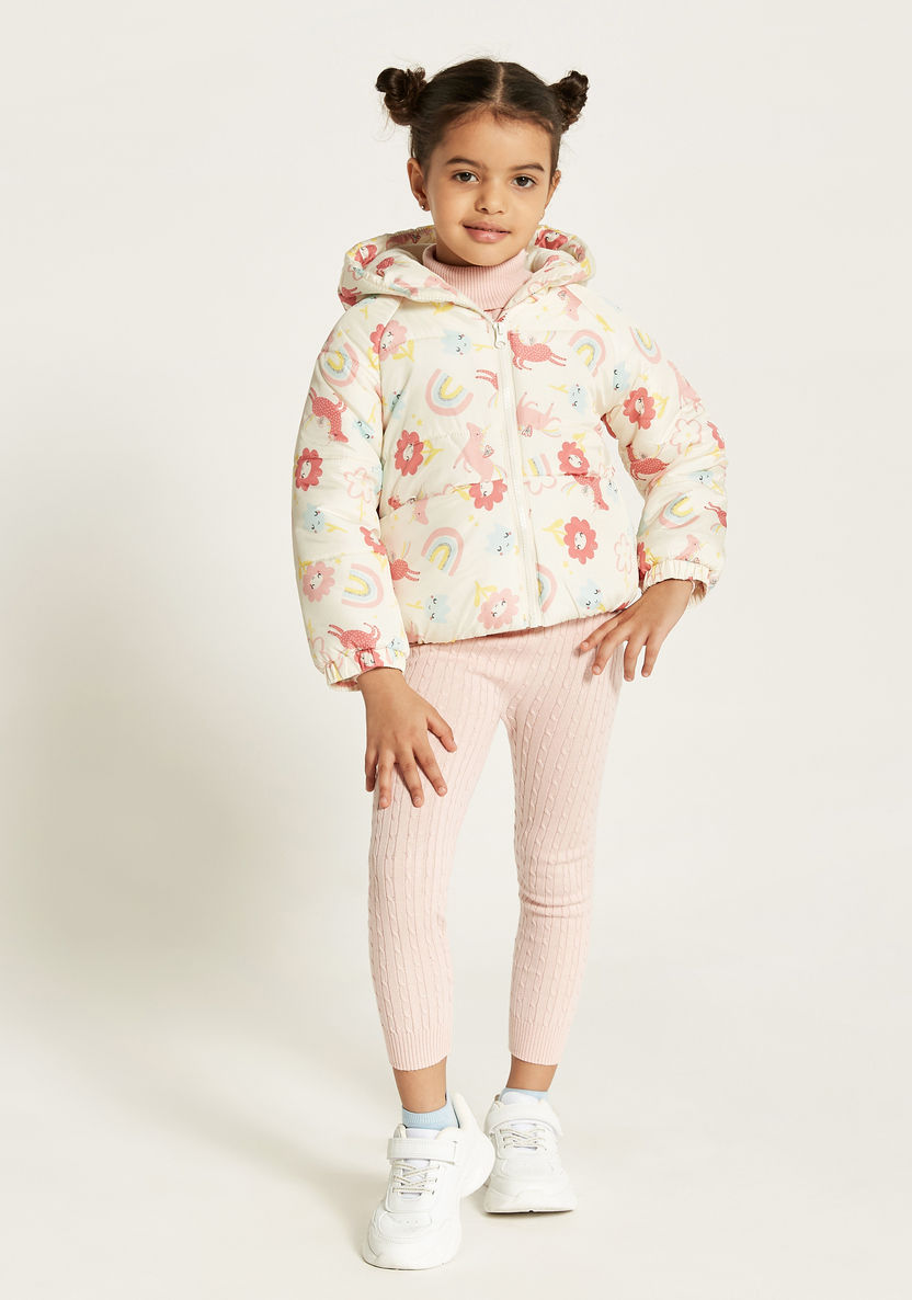 Juniors All Over Print Heavy Jacket with Hood and Long Sleeves-Coats and Jackets-image-1