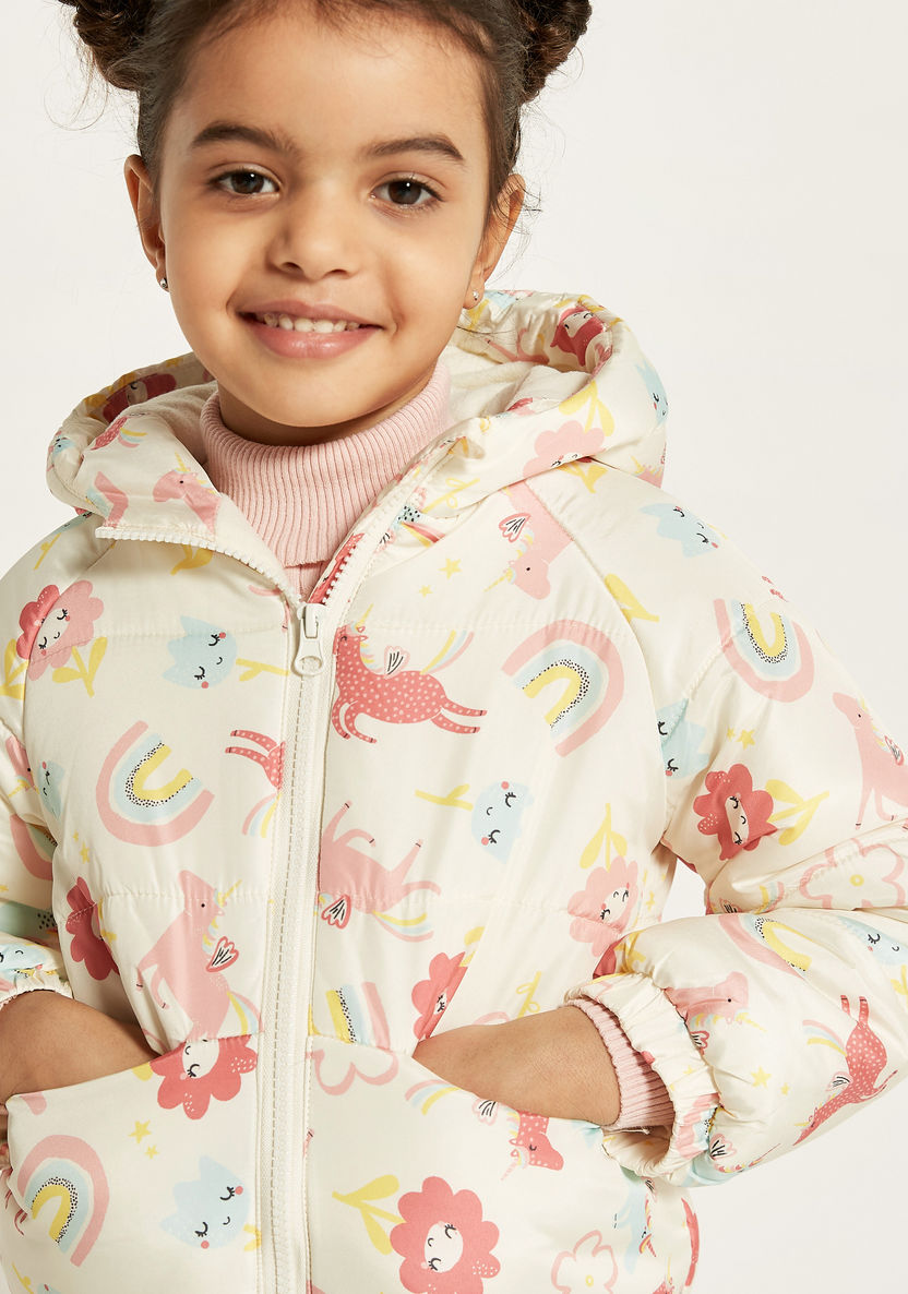 Juniors All Over Print Heavy Jacket with Hood and Long Sleeves-Coats and Jackets-image-3