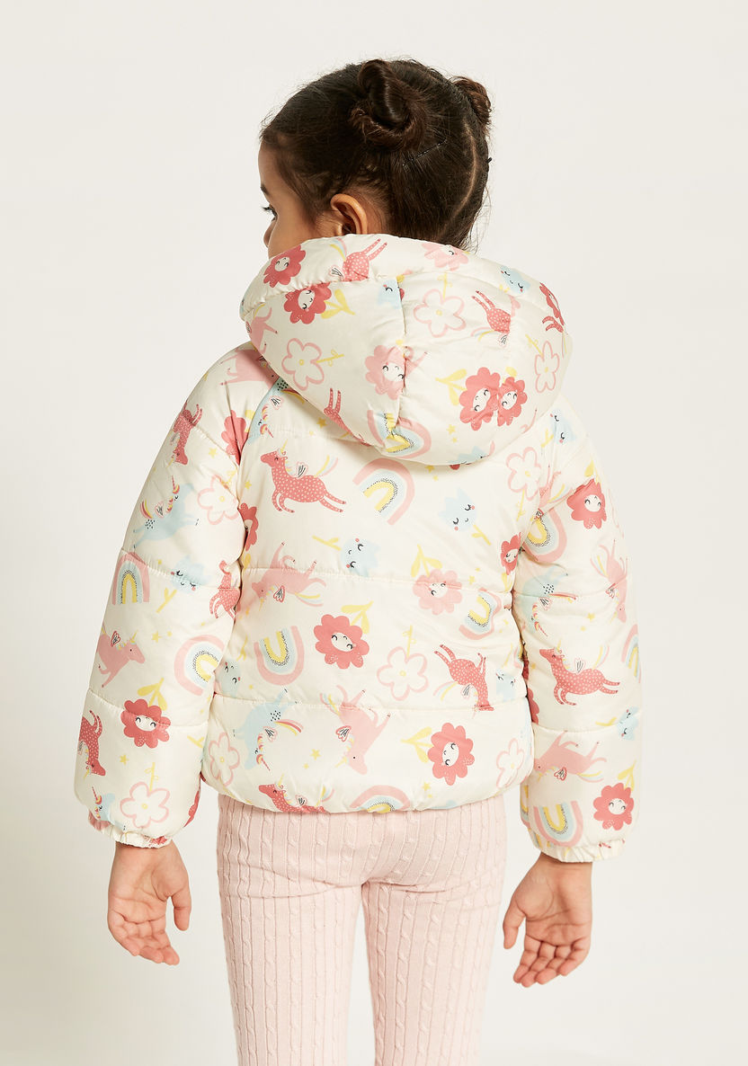 Juniors All Over Print Heavy Jacket with Hood and Long Sleeves-Coats and Jackets-image-4