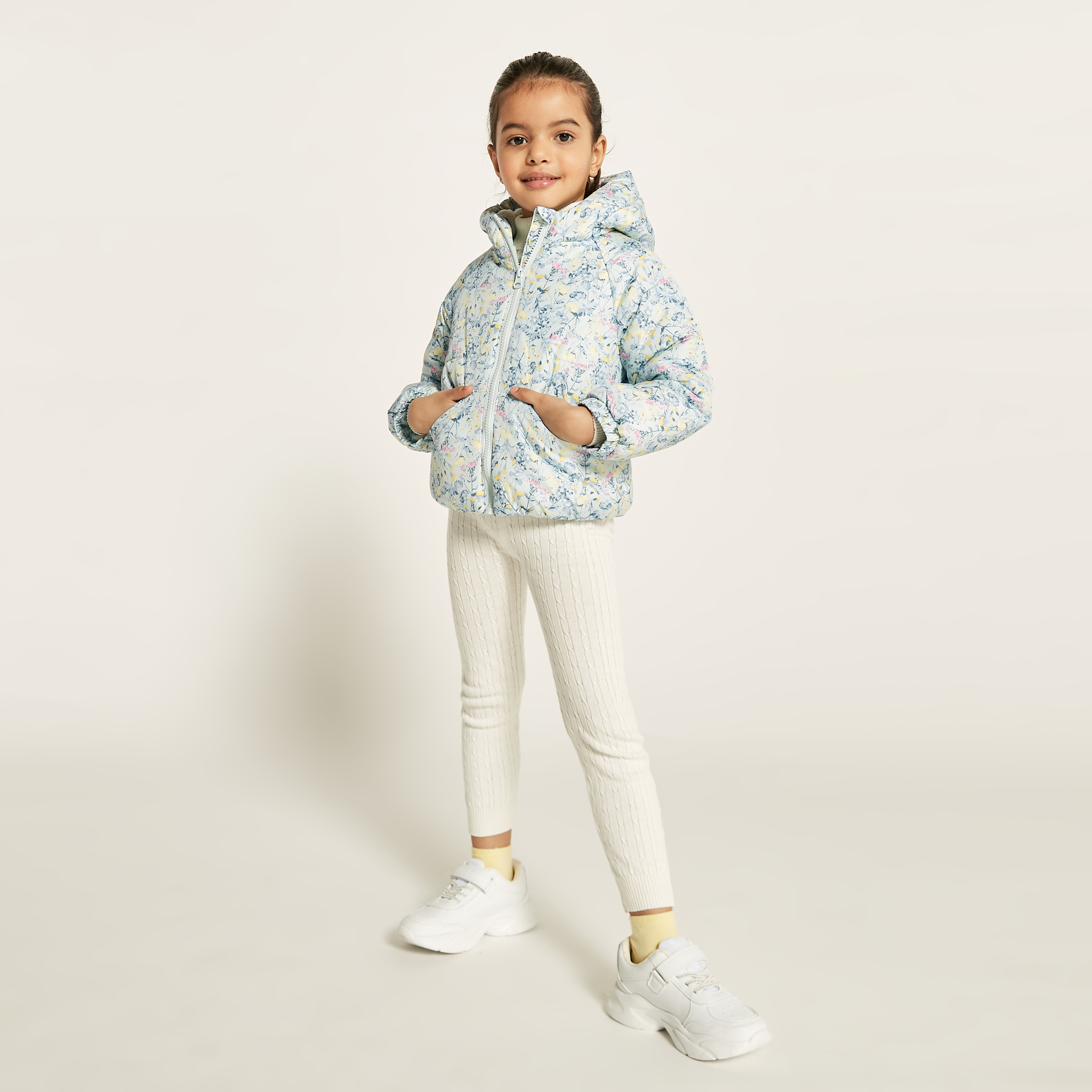 Juniors Printed Zip Through Jacket with Hood and Long Sleeves-baby-girls-clothing-winterwear-jacketsandcoats-image-2