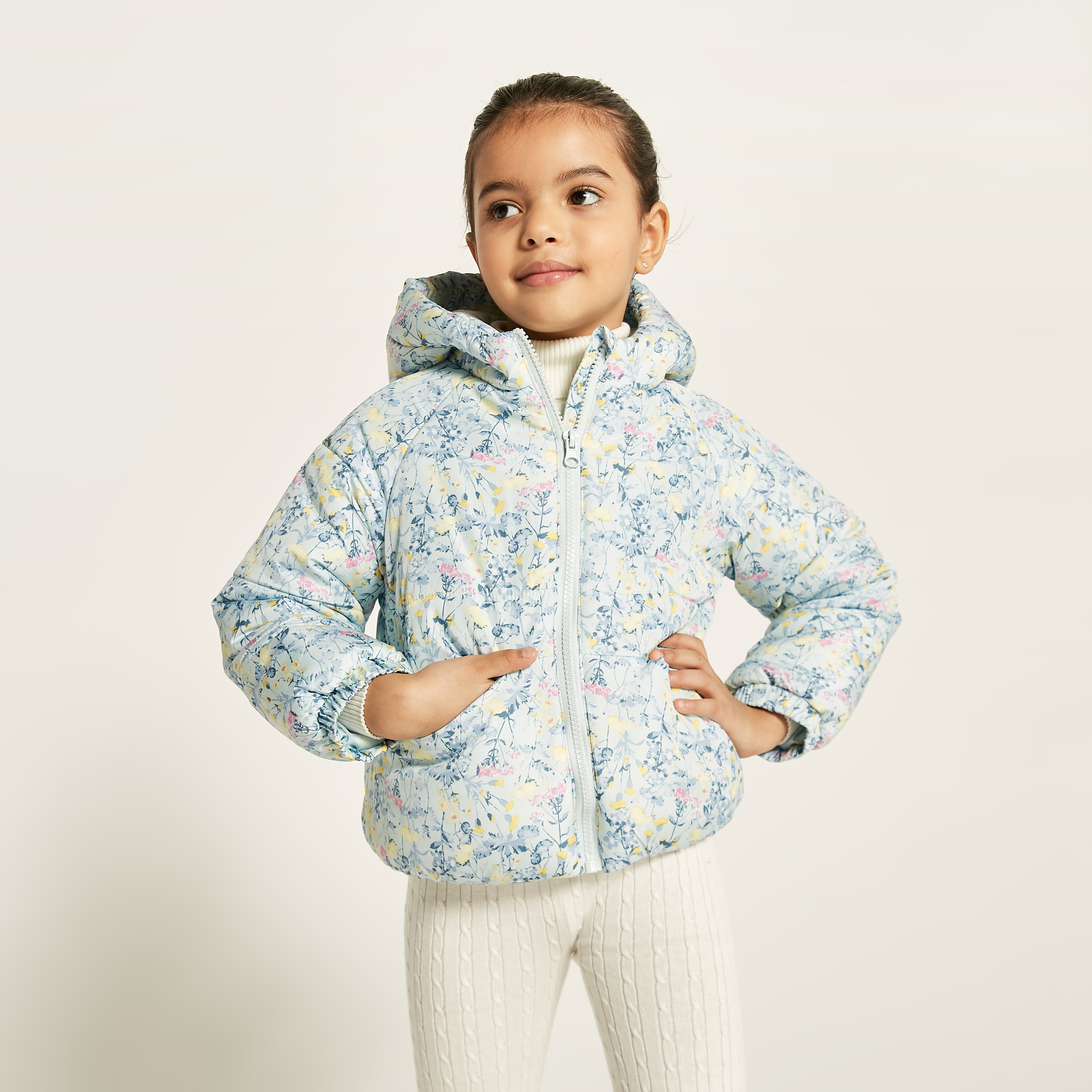 Juniors Printed Zip Through Jacket with Hood and Long Sleeves-baby-girls-clothing-winterwear-jacketsandcoats-image-3