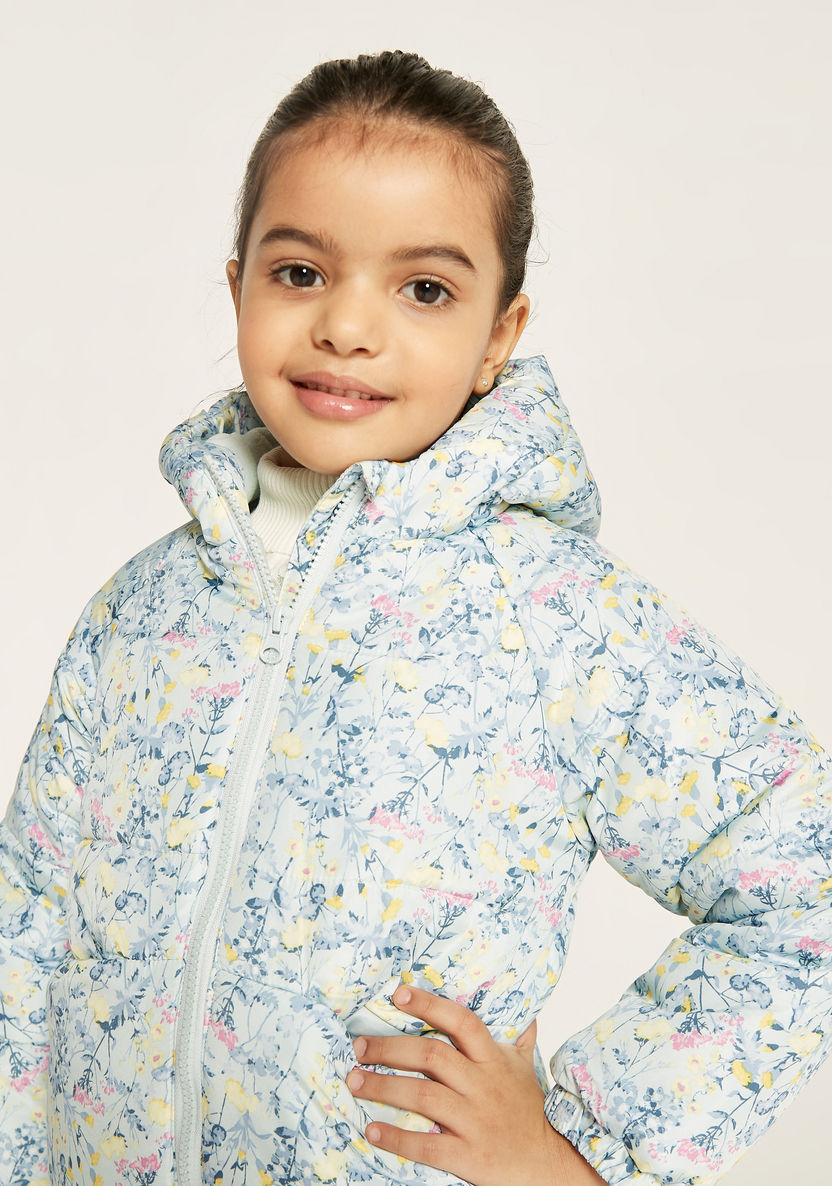 Juniors Printed Zip Through Jacket with Hood and Long Sleeves-Coats and Jackets-image-3