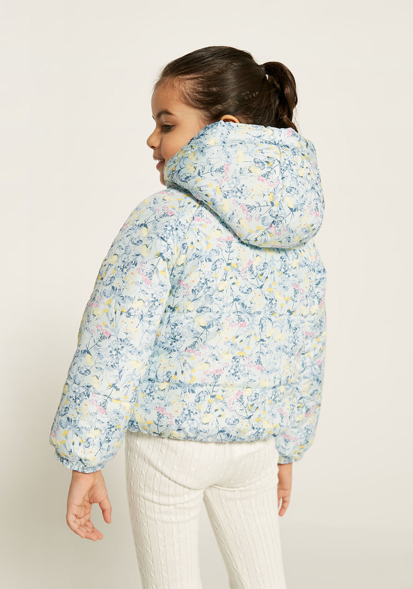 Juniors Printed Zip Through Jacket with Hood and Long Sleeves-Coats and Jackets-image-4