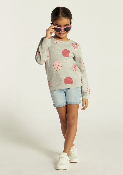 Juniors All Over Print Sweatshirt with Round Neck and Long Sleeves-Sweatshirts-image-0