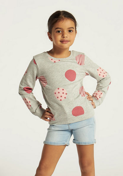 Juniors All Over Print Sweatshirt with Round Neck and Long Sleeves-Sweatshirts-image-1