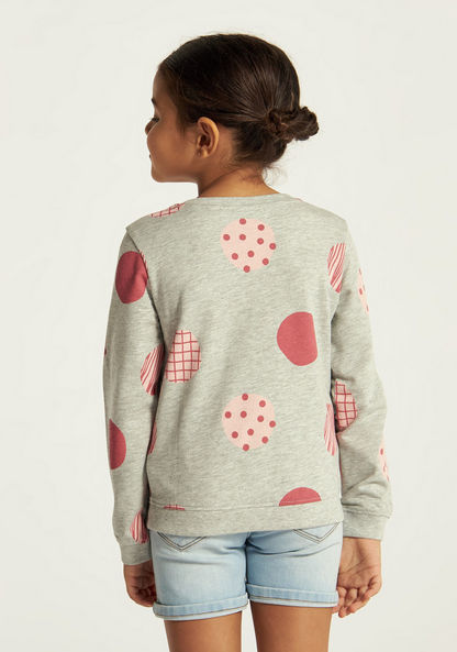 Juniors All Over Print Sweatshirt with Round Neck and Long Sleeves