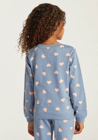 Juniors All Over Print Sweatshirt with Round Neck and Long Sleeves