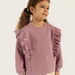 Juniors Bunny Applique Sweatshirt with Ruffle Detail and Long Sleeves-Sweaters and Cardigans-thumbnail-3