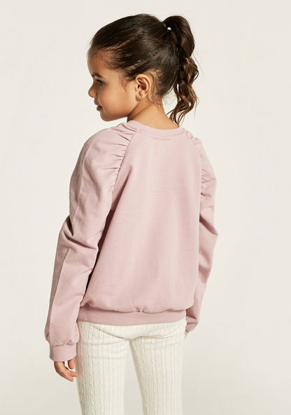 Juniors Embellished Butterfly Sweater with Long Sleeves and Ruched Detail