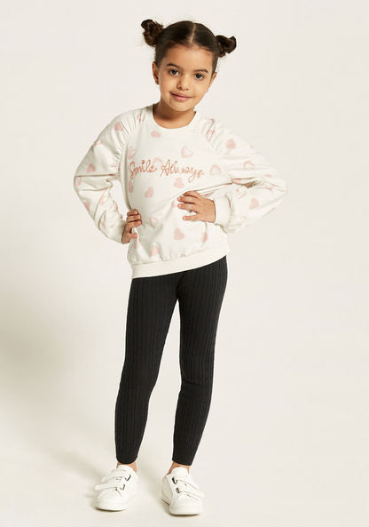 Juniors Printed Sweatshirt with Long Sleeves and Ruched Detail-Sweatshirts-image-1