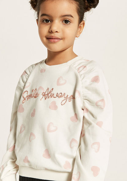 Juniors Printed Sweatshirt with Long Sleeves and Ruched Detail-Sweatshirts-image-3