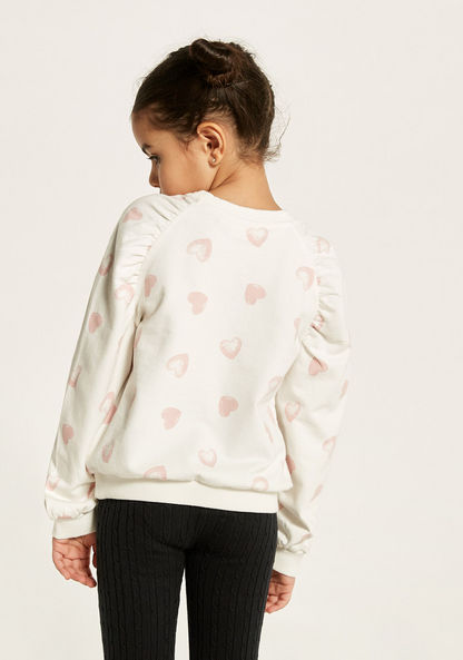 Juniors Printed Sweatshirt with Long Sleeves and Ruched Detail-Sweatshirts-image-4
