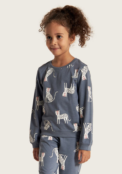 Juniors Printed Sweatshirt with Round Neck and Long Sleeves-Sweatshirts-image-1