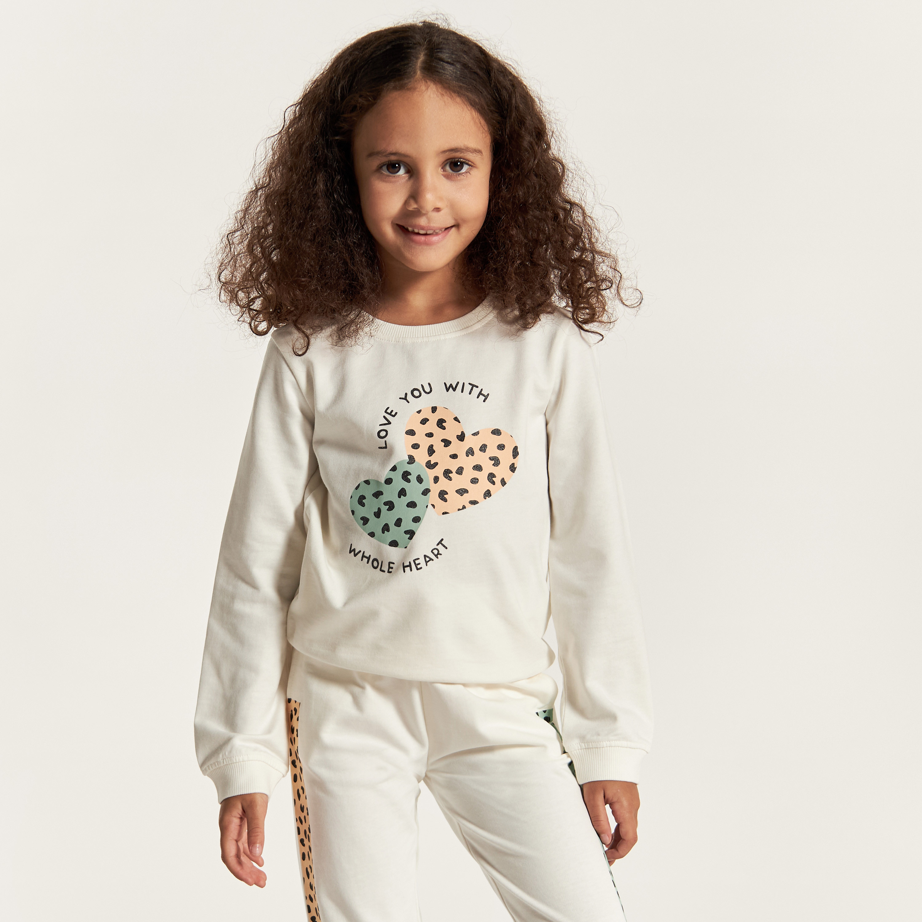 Juniors Printed Crew Neck Sweatshirt with Long Sleeves-baby-girls-clothing-winterwear-sweatshirts-image-2