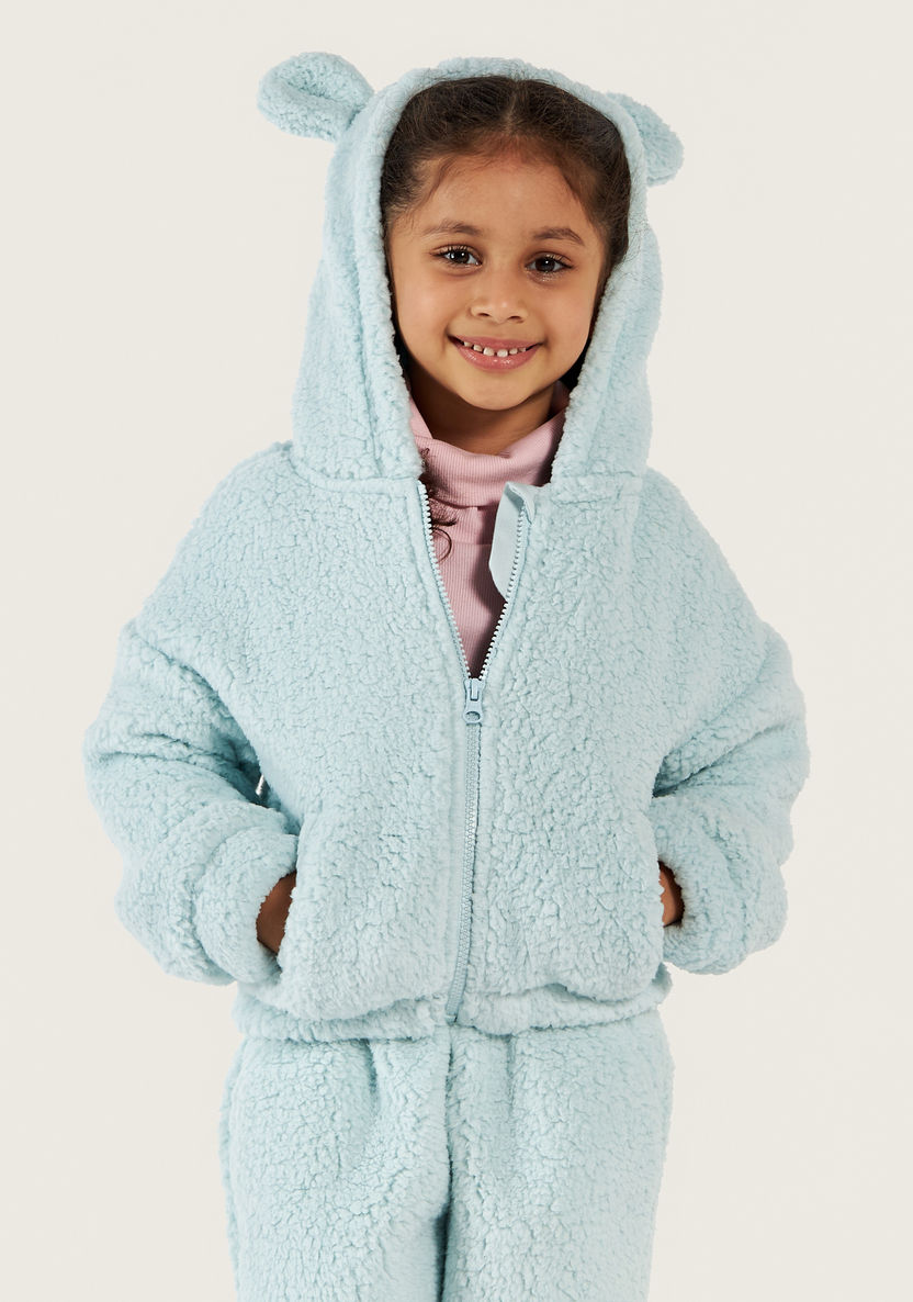 Juniors Textured Hooded Sweatshirt and Joggers Set-Clothes Sets-image-1