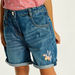 Juniors Floral Embroidered Denim Shorts with Button Closure and Pocket-Shorts-thumbnail-2