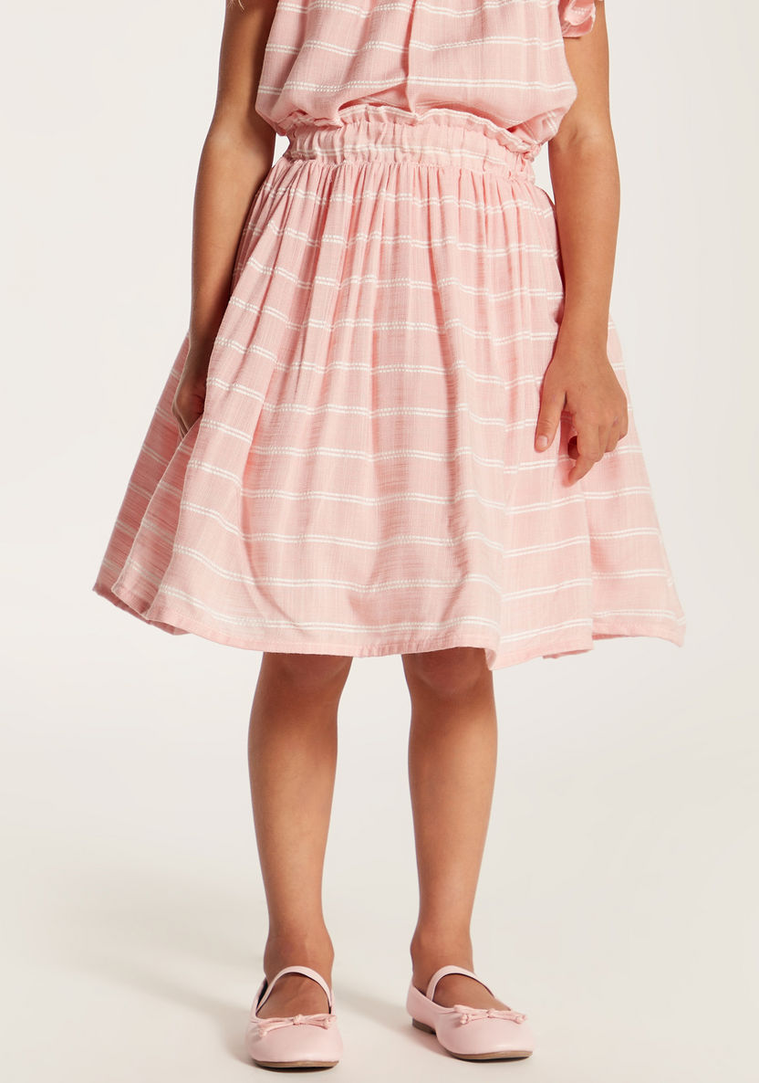 Juniors Striped Skirt with Elasticated Waistband-Skirts-image-1