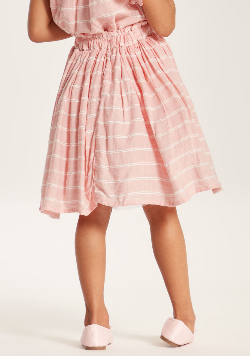 Juniors Striped Skirt with Elasticated Waistband-Skirts-image-3