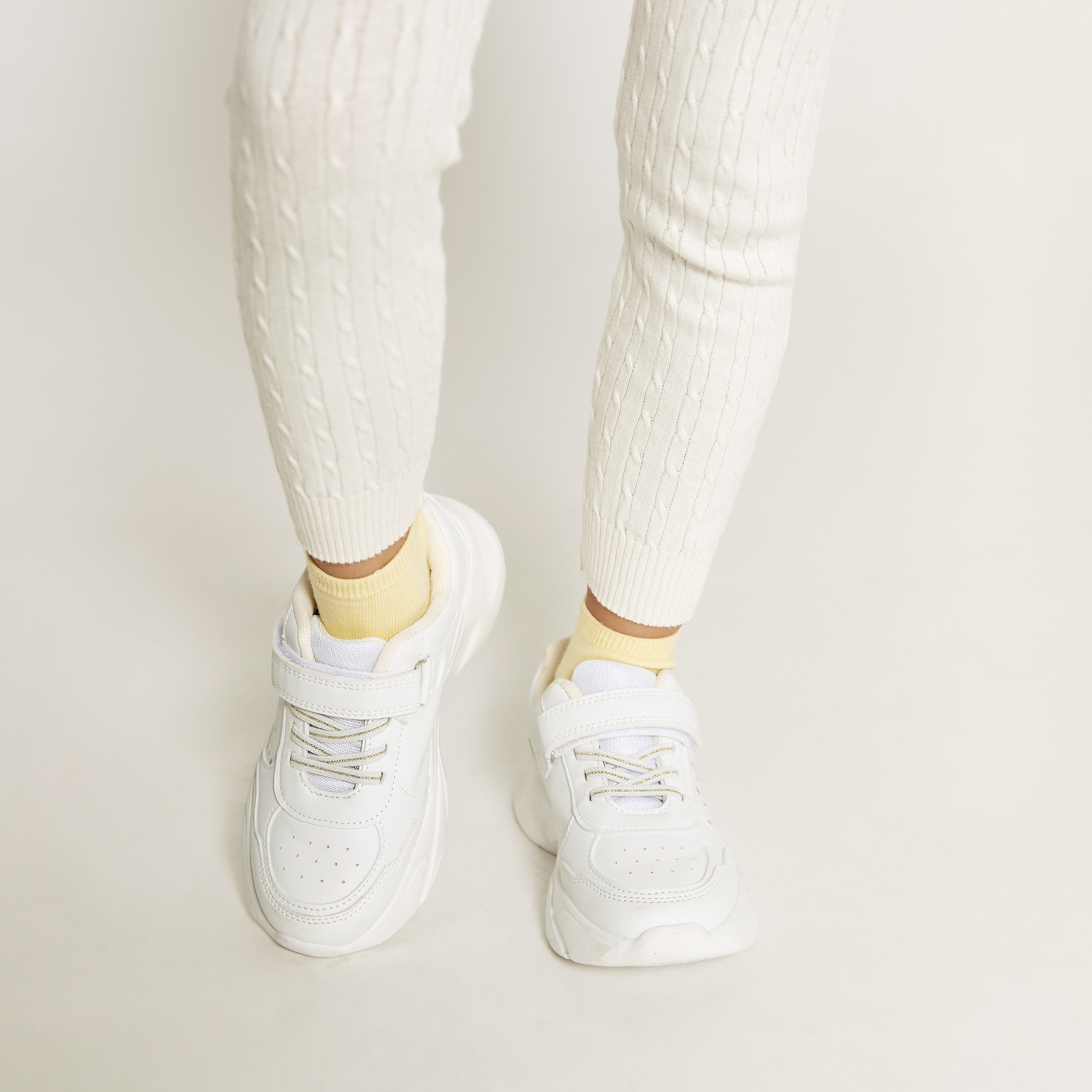 Juniors Textured Leggings with Elasticated Waistband-baby-girls-clothing-bottoms-leggings-image-4