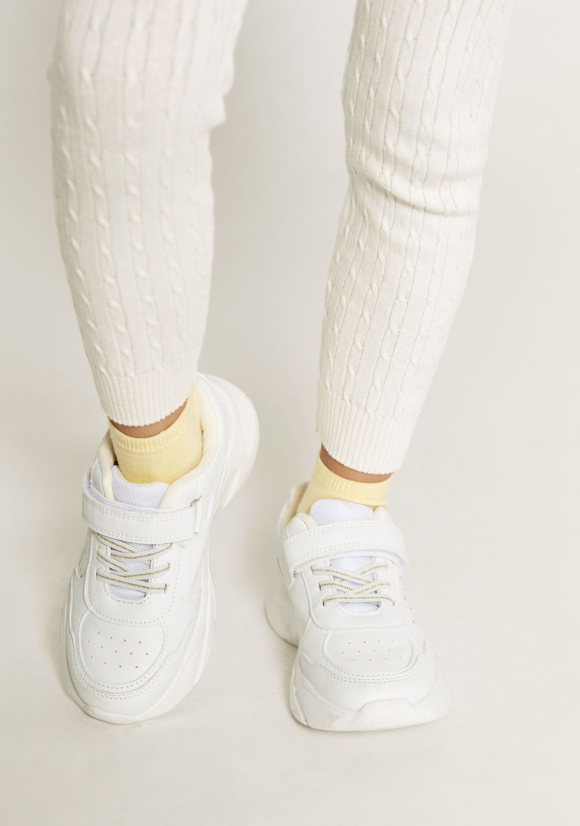 Juniors Textured Leggings with Elasticated Waistband-Leggings-image-3