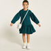 Juniors Textured Dress with Bow Accent and Flounce Hem-Dresses%2C Gowns and Frocks-thumbnailMobile-0