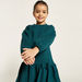 Juniors Textured Dress with Bow Accent and Flounce Hem-Dresses%2C Gowns and Frocks-thumbnail-2