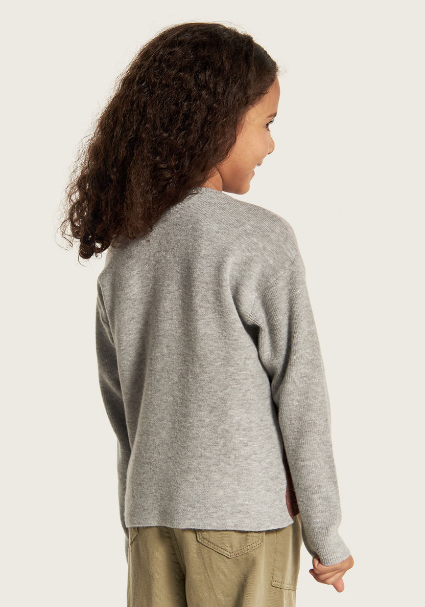 Juniors Textured Pullover with Crew Neck and Long Sleeves-Sweaters and Cardigans-image-3