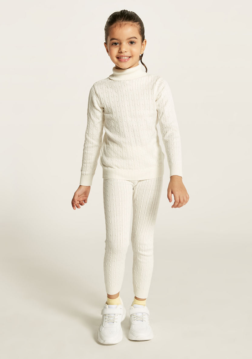 Juniors Textured Turtle Neck Sweater with Long Sleeves-Sweaters and Cardigans-image-1