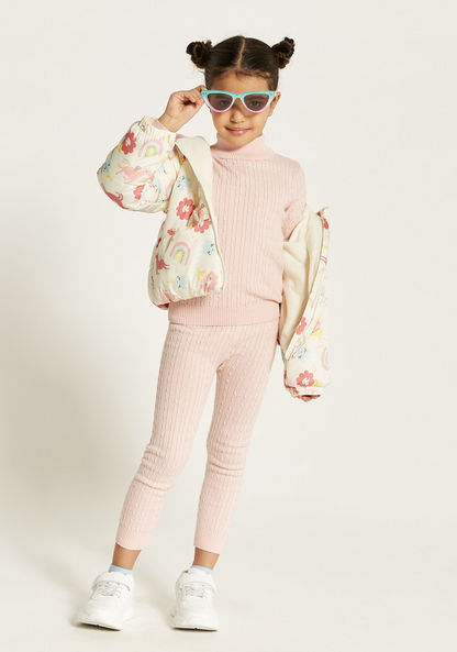 Juniors Textured Turtle Neck Sweater with Long Sleeves-Sweaters and Cardigans-image-0