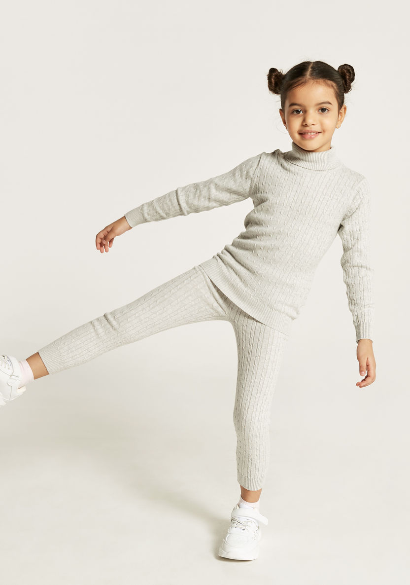 Juniors Textured Sweater with Turtle Neck and Long Sleeves-Sweaters and Cardigans-image-1