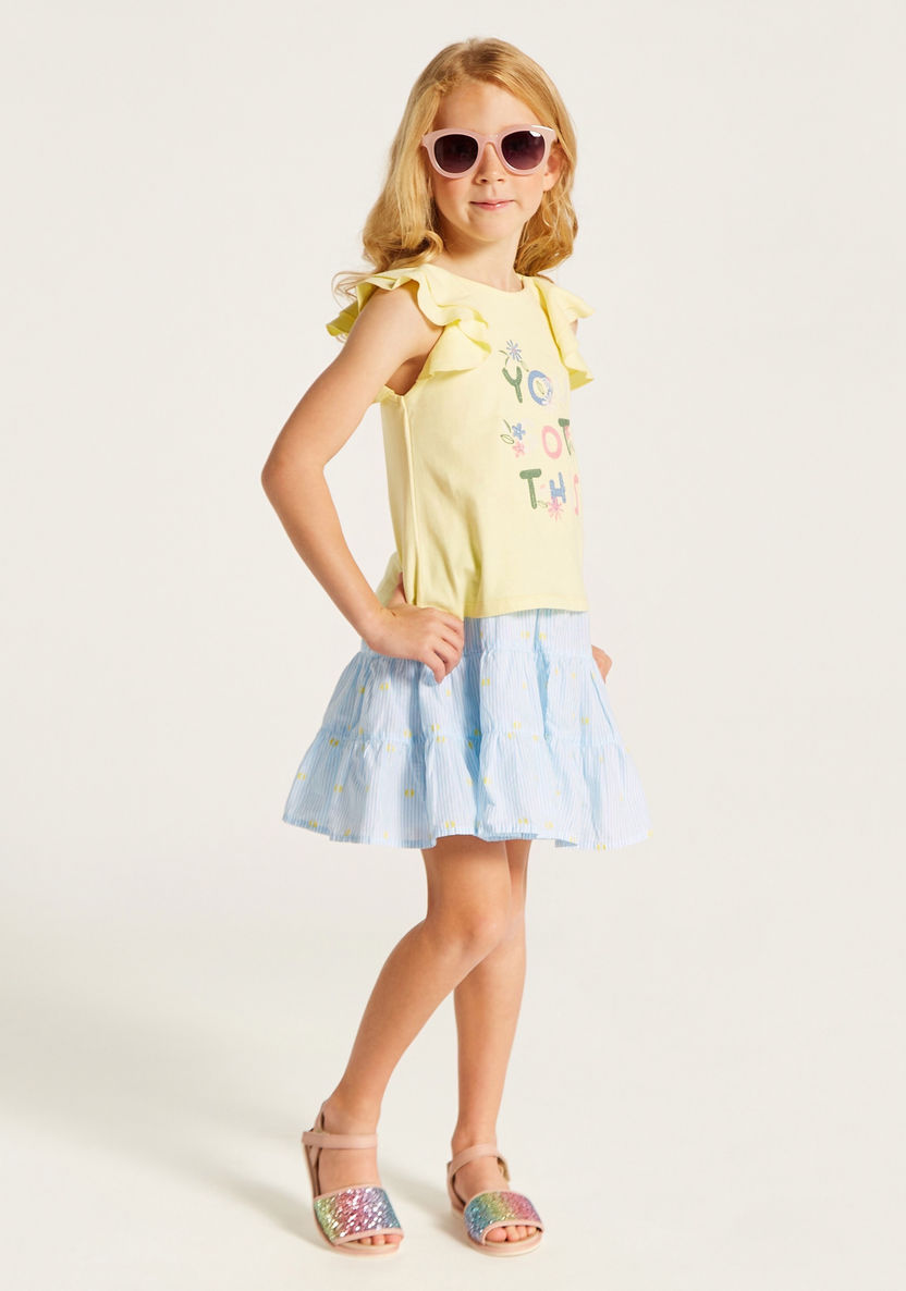 Juniors Printed Sleeveless Top and Skirt Set-Clothes Sets-image-0