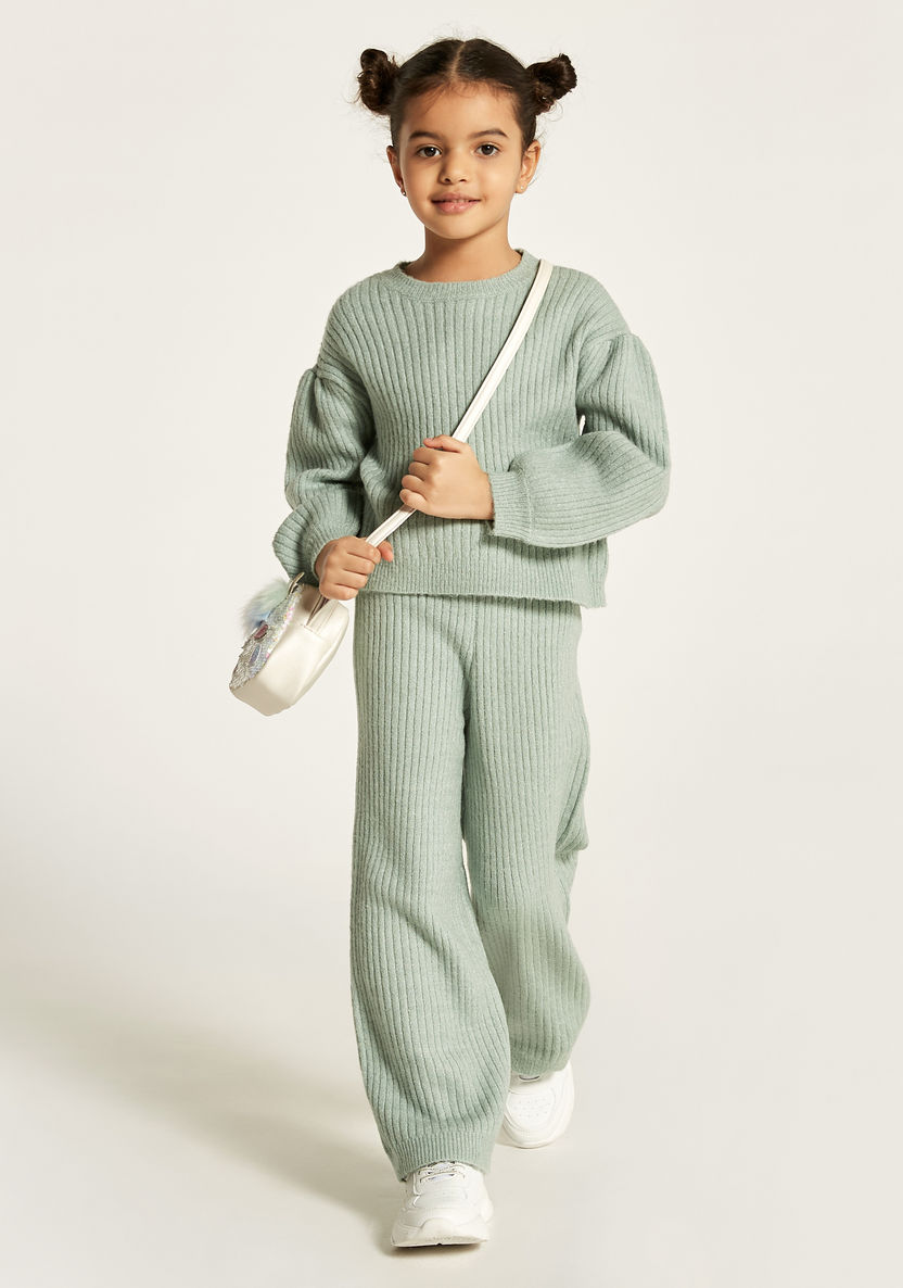 Juniors Ribbed Pullover and Jog Pants Set-Clothes Sets-image-0