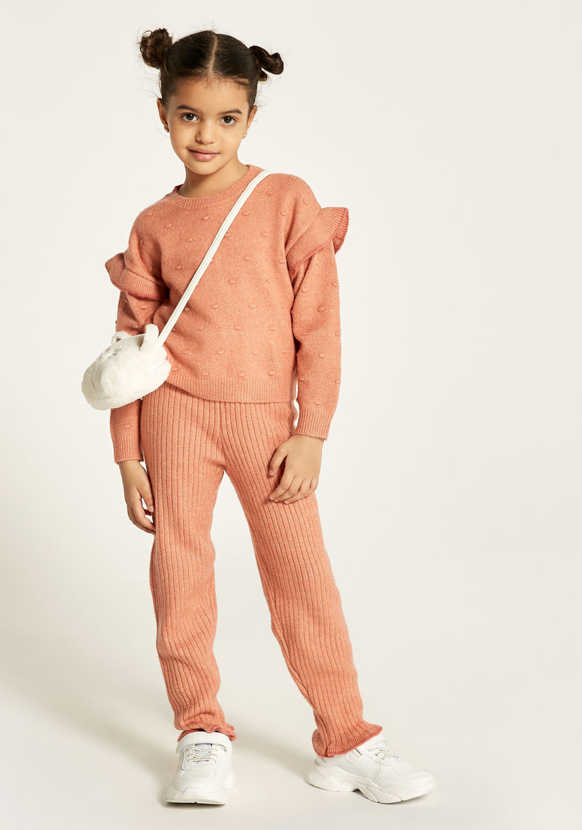 Juniors Textured Pullover and Jog Pants Set-Clothes Sets-image-0