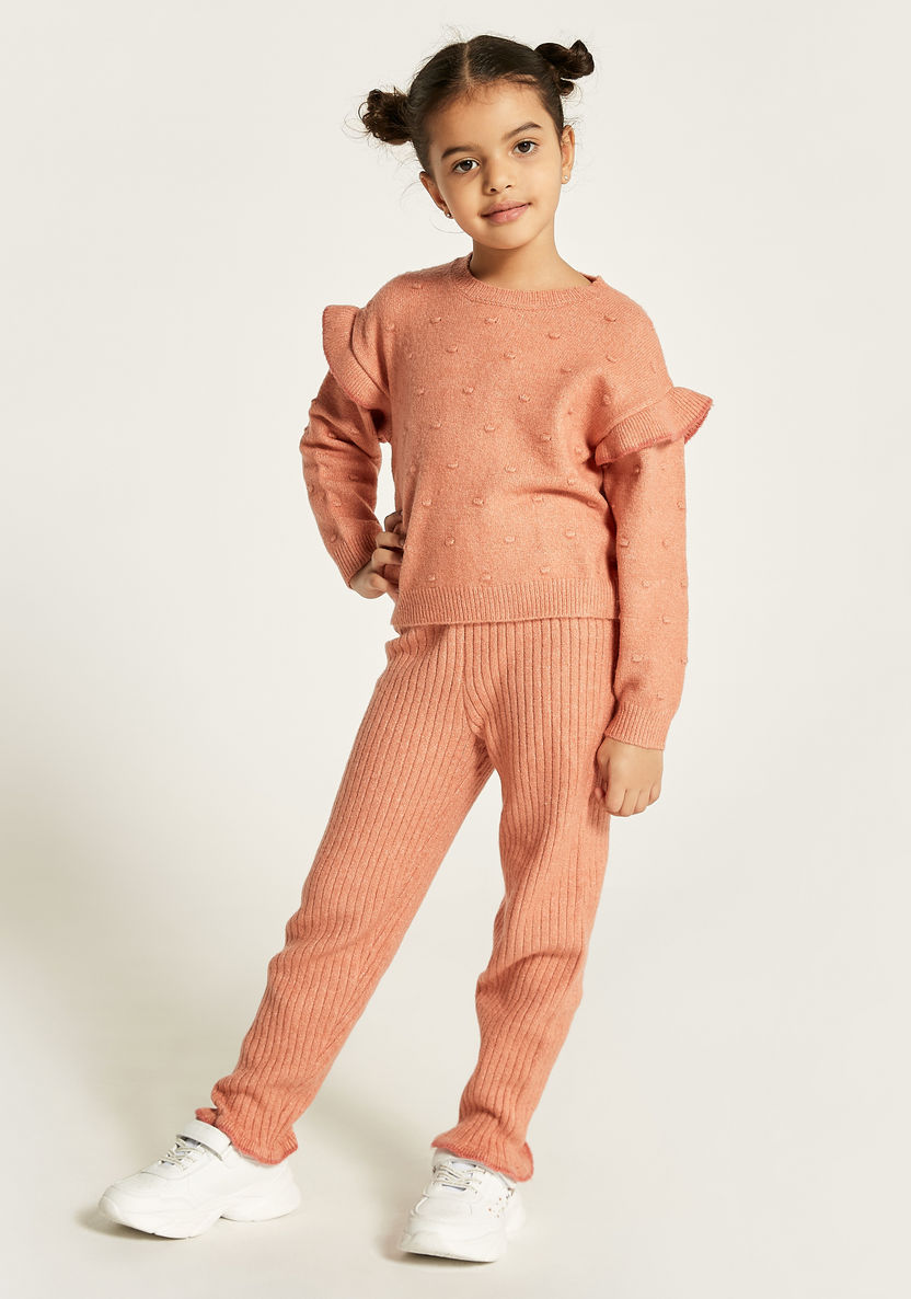 Juniors Textured Pullover and Jog Pants Set-Clothes Sets-image-1