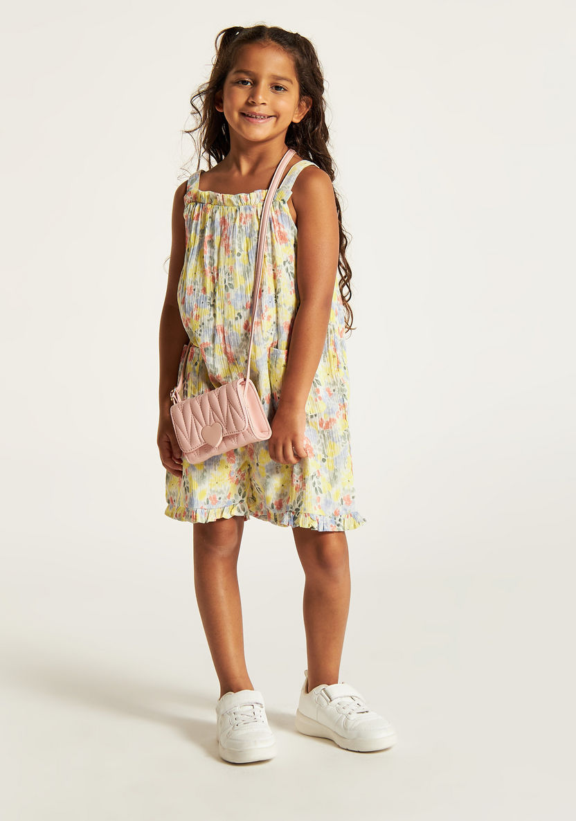 Juniors Floral Print Sleeveless Romper with Pockets and Ruffles-Rompers, Dungarees & Jumpsuits-image-0
