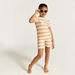 Juniors Striped Swimsuit with Short Sleeves-Swimwear-thumbnail-0