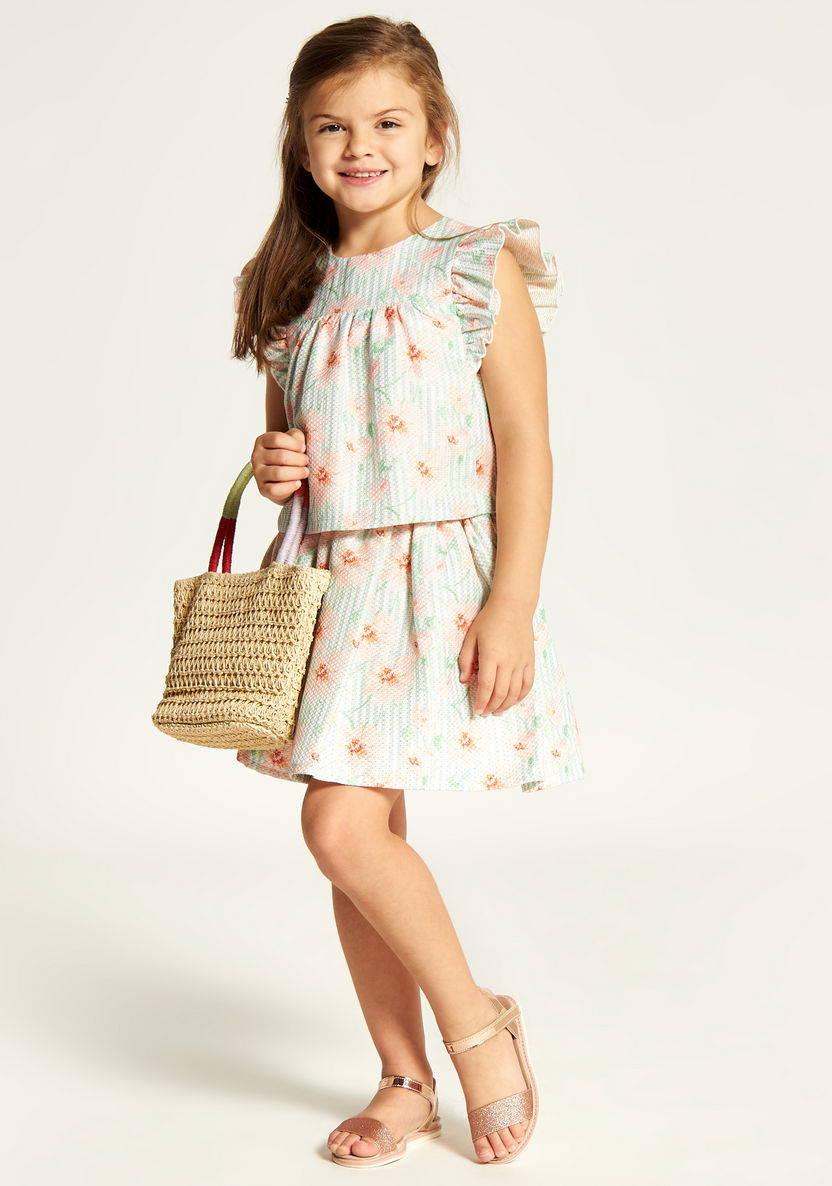 Juniors Floral Print Top and Skirt Set-Clothes Sets-image-1