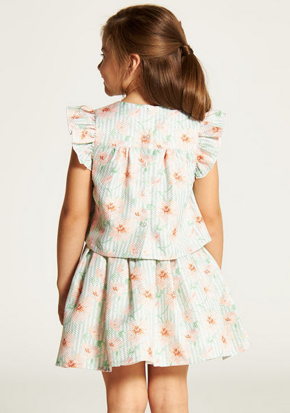 Juniors Floral Print Top and Skirt Set