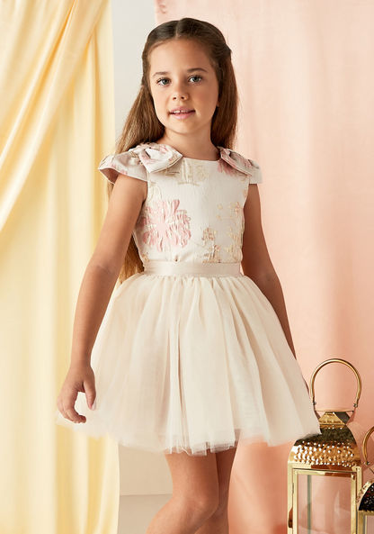 Juniors Bow Accented Top and Skirt Set-Clothes Sets-image-1