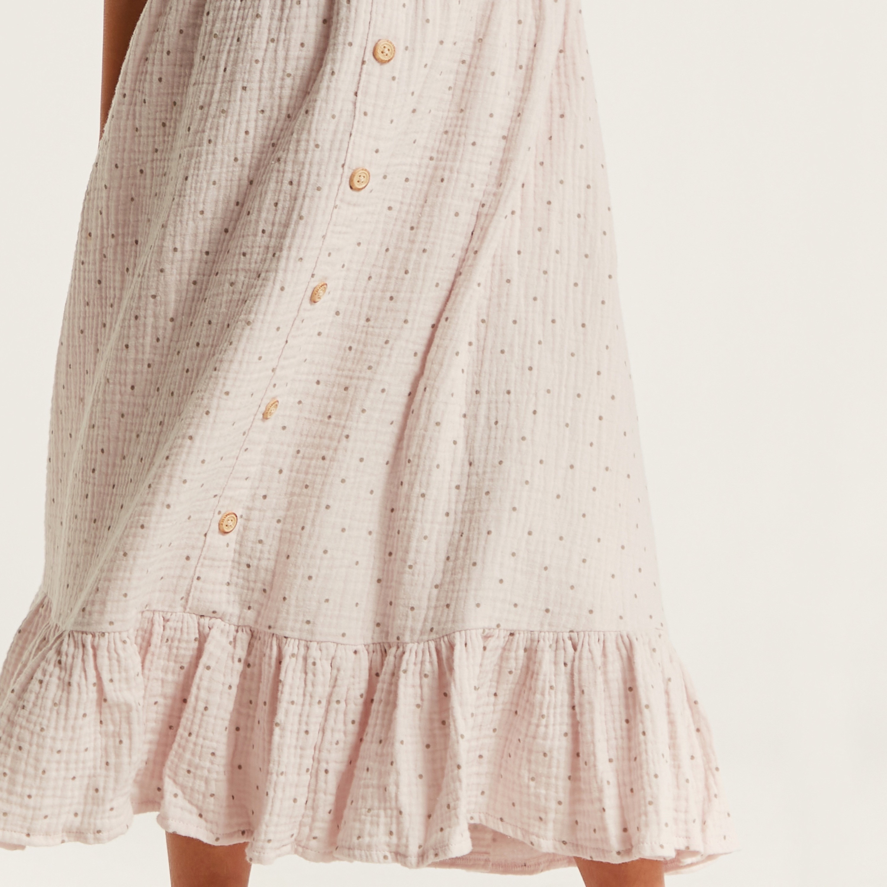 Eligo Polka Dot Print Maxi Skirt with Elasticated Waistband and Frill Detail-girls-clothing-bottoms-skirts-image-3