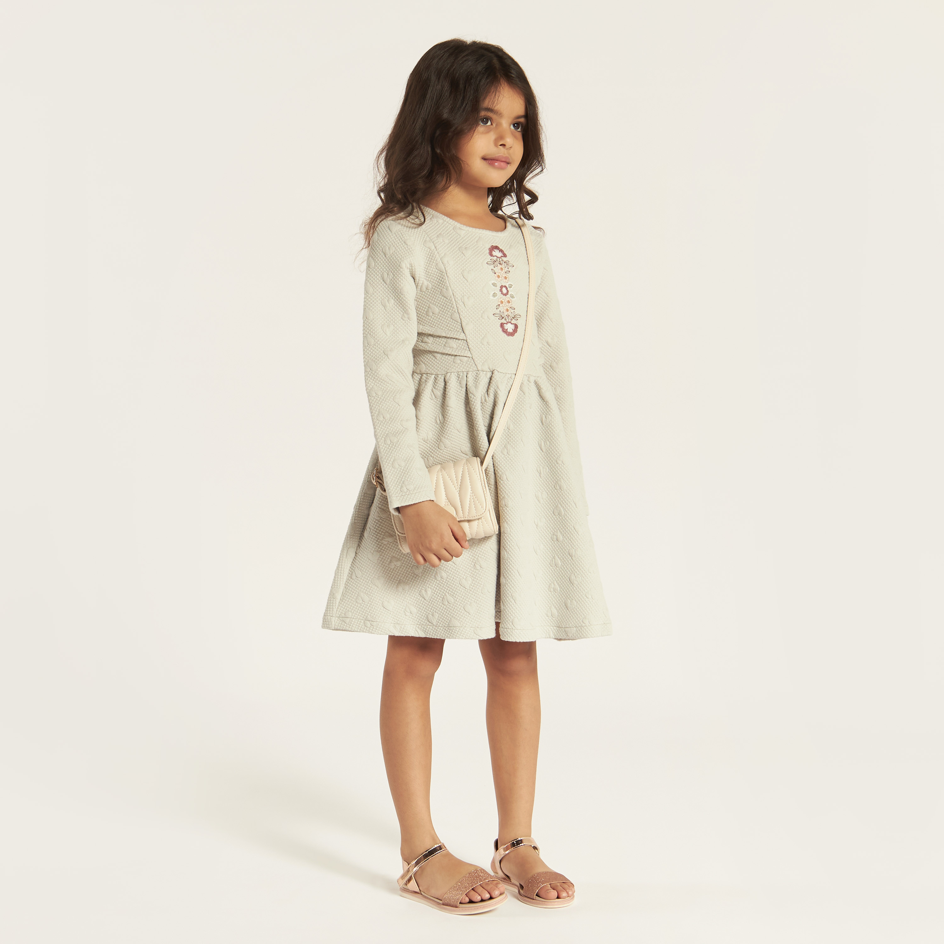 Eligo Embroidered Dress with Long Sleeves and Zip Closure-girls-clothing-dressesandjumpsuits-image-1