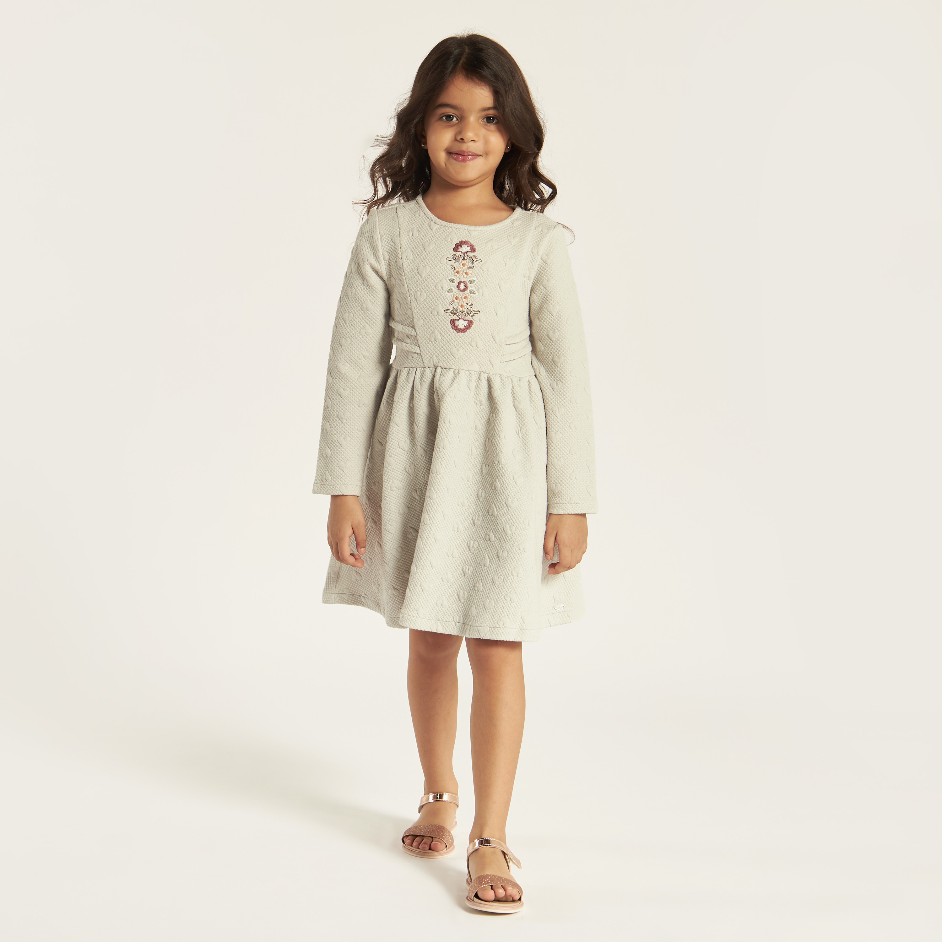 Eligo Embroidered Dress with Long Sleeves and Zip Closure-girls-clothing-dressesandjumpsuits-image-2