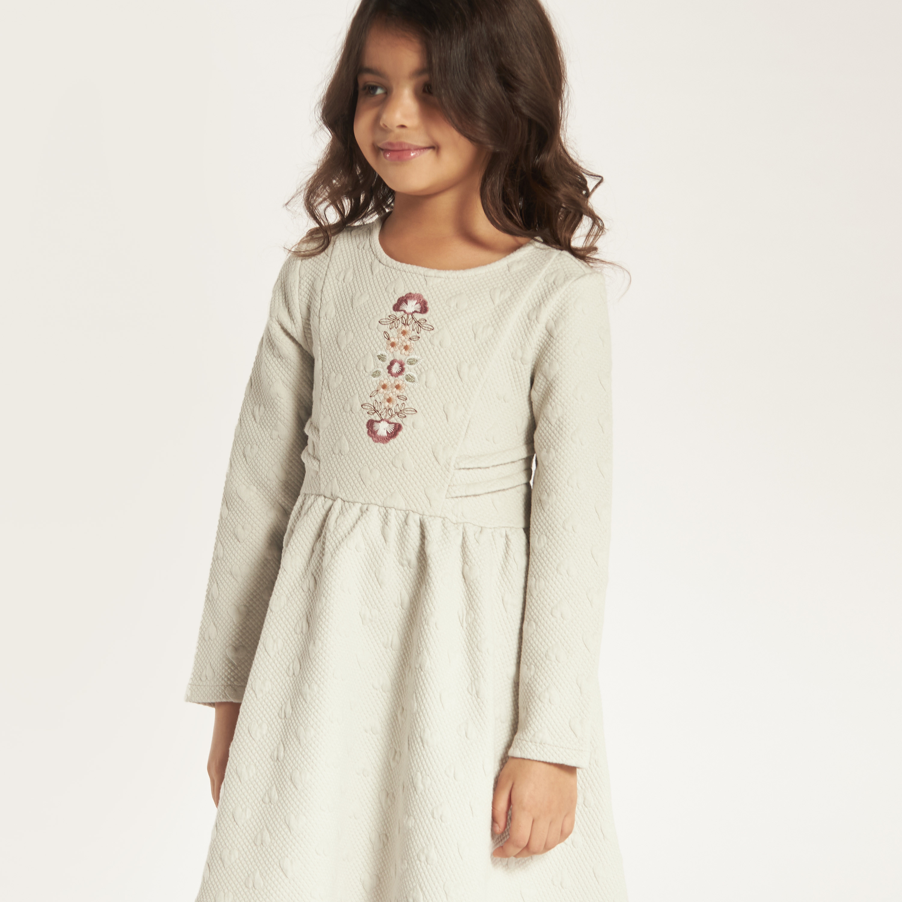 Eligo Embroidered Dress with Long Sleeves and Zip Closure-girls-clothing-dressesandjumpsuits-image-3