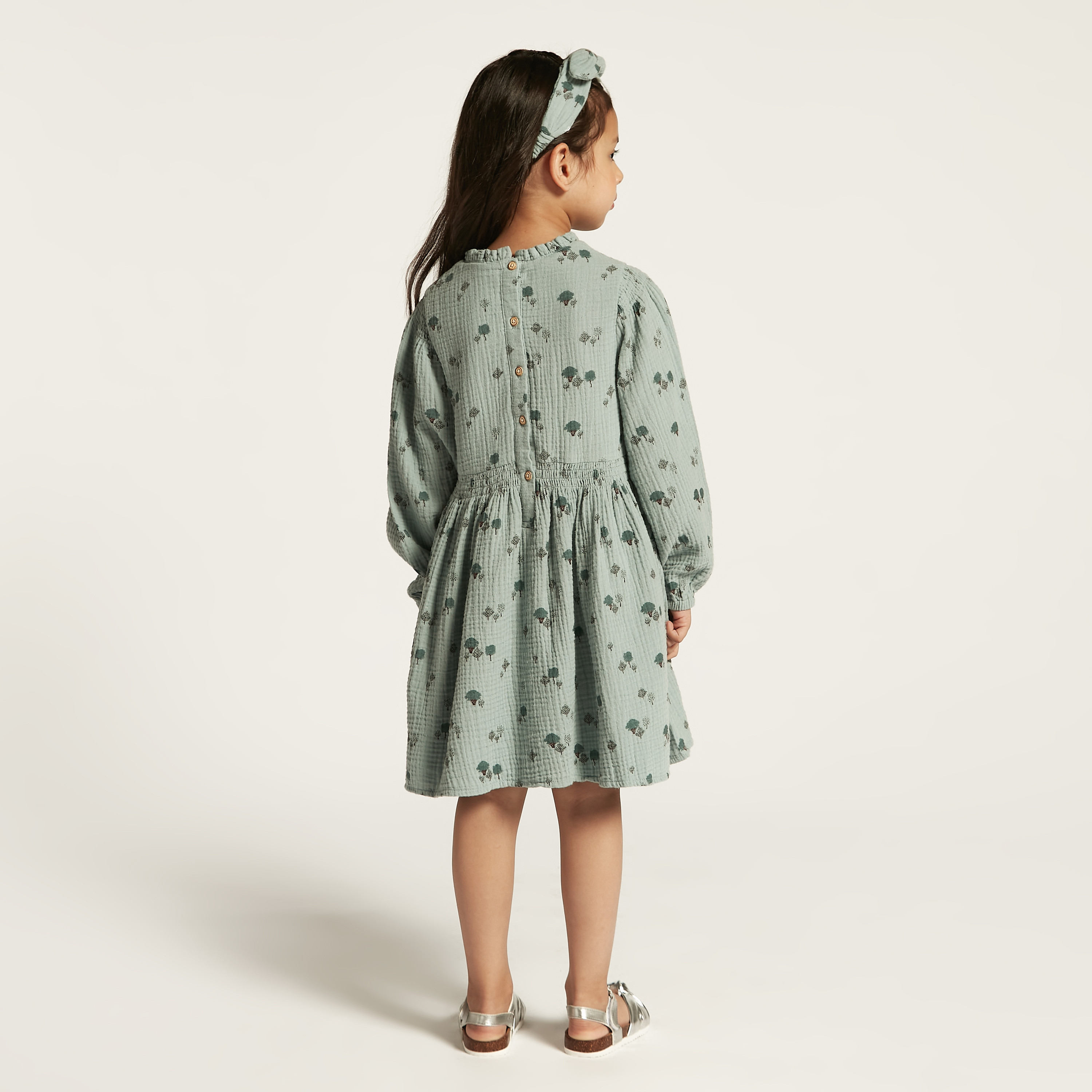Eligo Printed Round Neck Dress with Long Sleeves-girls-clothing-dressesandjumpsuits-image-5