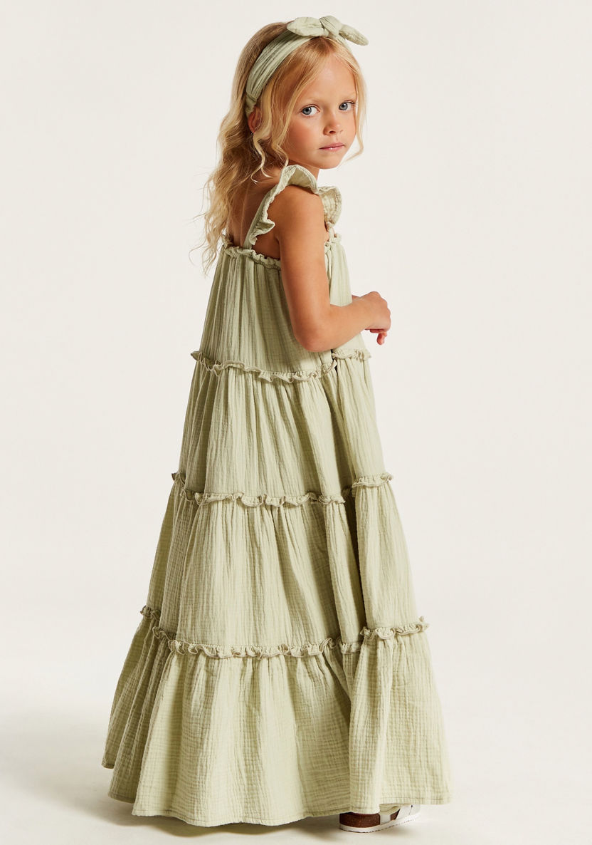 Textured Sleeveless Tiered Maxi Dress with Ruffle Detail-Dresses%2C Gowns and Frocks-image-4