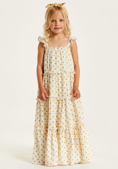 Polka Dot Print Sleeveless Tiered Dress with Frill Detail-Dresses%2C Gowns and Frocks-image-1